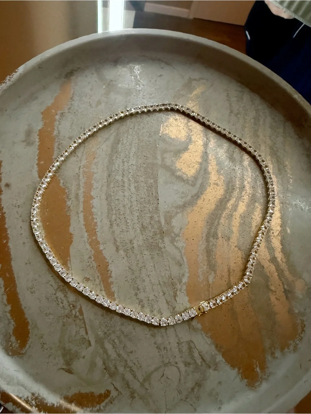 Zales White Sapphire Tennis Necklace - Choker style.